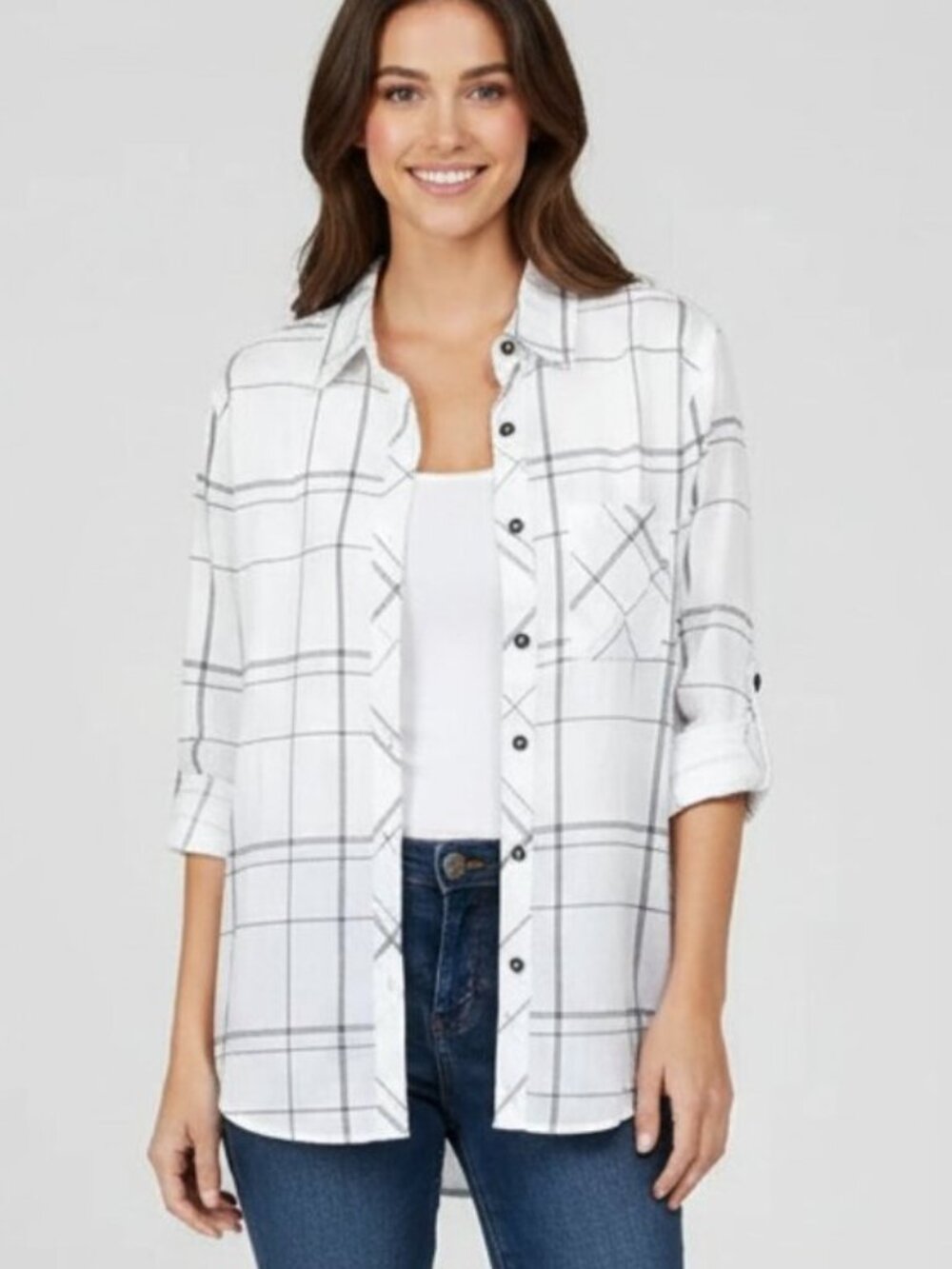 Anthropologie Ash & Ember Button Down Shirt Collared Paid Western Size Small